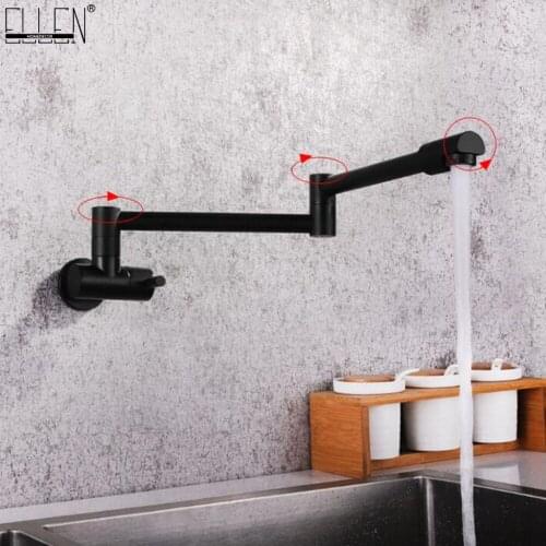 Vidric Wall Mounted Kitchen Faucet Single Cold Wall Faucets 360 Degree Turn Folding Water Tap ELK0024