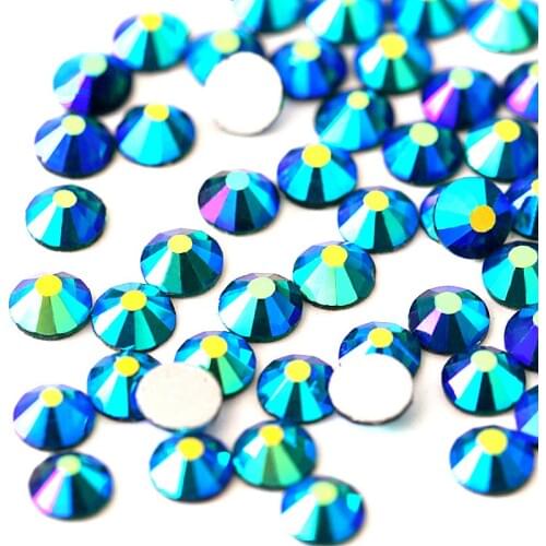 All Sizes Emerald AB Nail Art Rhinestone Glass Crystal Non Hotfix Rhinestones Glitter Strass For Nails Art Decorations H0059