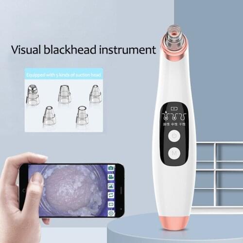 WiFi Camera Visual Face Blackhead Remover Vacuum Suction Pore Cleaner Face Deep Nose Cleasning Pimple Removal With 6 heads Tool