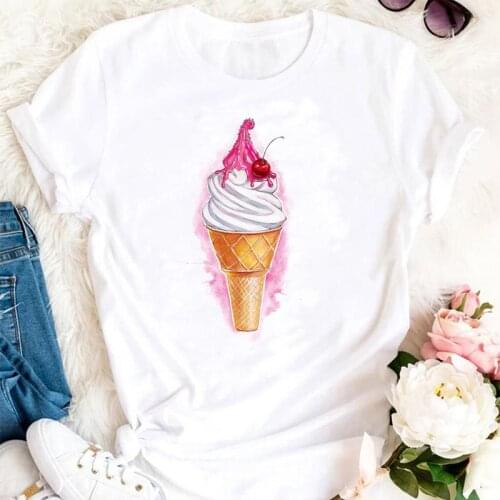 Women Summer Tshirts Cartoon Ice Cream Fruit 90s Fashion Short Sleeve Clothes Stylish T Top Lady Print Sexy Tee T-Shirt
