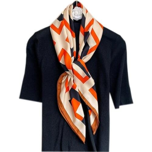 Print Lady Scarf Square Hijab Neck Foulard Twill Silk Large Scarves Kerchief Female Soft Headband Wraps Bandana Hijabs 2021