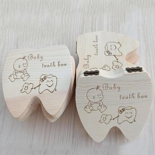 Tooth House Wooden Deciduous Tooth Box Lanugo Umbilical Infant Memorial Box Growth Box Tooth Storage Souvenir Cord Babys P0X4