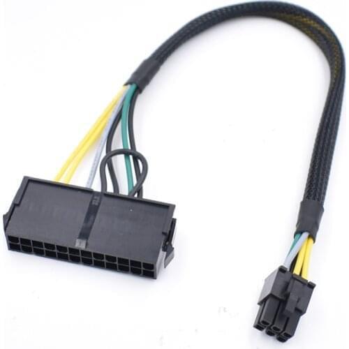 10pcs/lot ATX 24 Pin to 6 Pin ATX PSU Power Adapter Cable for DELL 3650 3040 7040 Motherboard