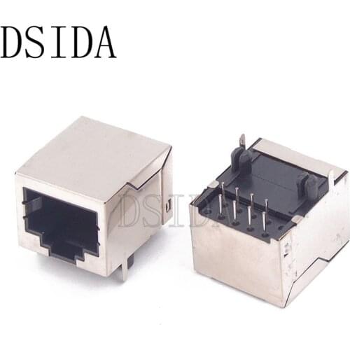 10PCS/LOT Per Lot RJ45 Metal 8 Pin Female PCB Right Angle Board Jack Connector 8P8C