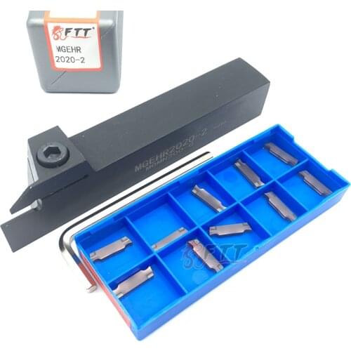 10PCS MGGN200 C YC1125 Carbide Inserts and 1pc MGEHR2020-2 2mm External Turning Holder Lathe Groove Cutter Tool