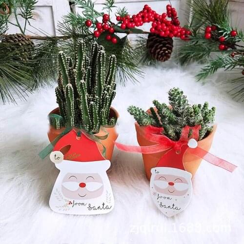 100pcs Christmas Santa Claus Head Tags Kraft Paper DIY Xmas Hanging Gift Box Tag Labels for Party Christmas Decoration