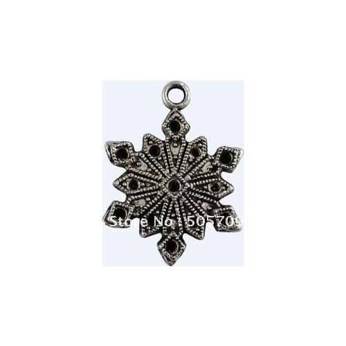160Pcs Tibetan Silver Color Dotted Snowflake Charms A12537