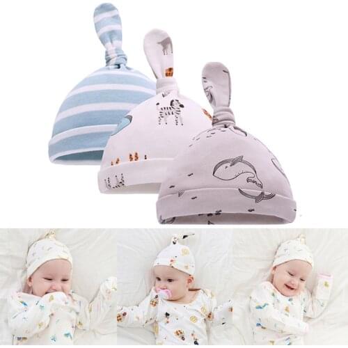3Pcs/Set Baby Cartoon Animal Double Printting Cap Cotton Knit Beanie Hats For Toddler Boy Girls Autumn Winter Headwear