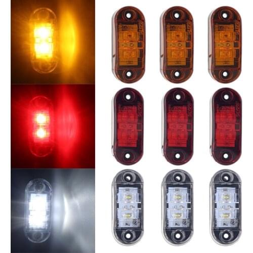 6pcs 12V 24V Warning Light LED Clearance Light Oval Trailer Truck Amber White Red LED Side Marker Lamps Truck accessorie