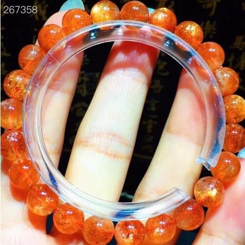 8.2mm Natural Gold Strawberry Sunstone Quartz Crystal Woman Red Super 7 Round Beads Bracelet Stretch AAAAA Genuine