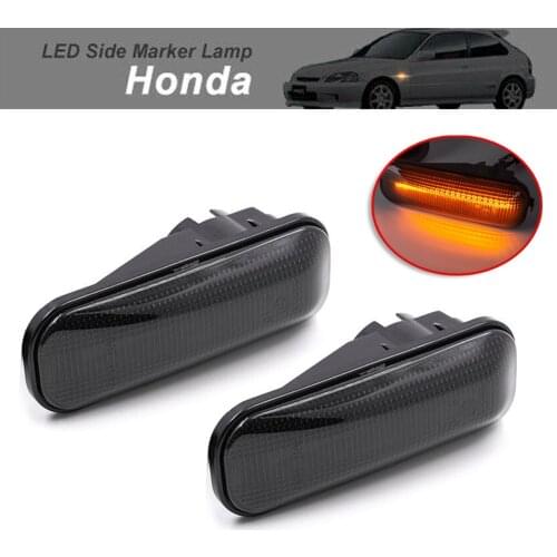 2pcs/set Car Smoke Lens Led Lights Fender Side Marker Lamps Replacement Accessories For 1996-2000 Honda Civic EK EJ EM Amber