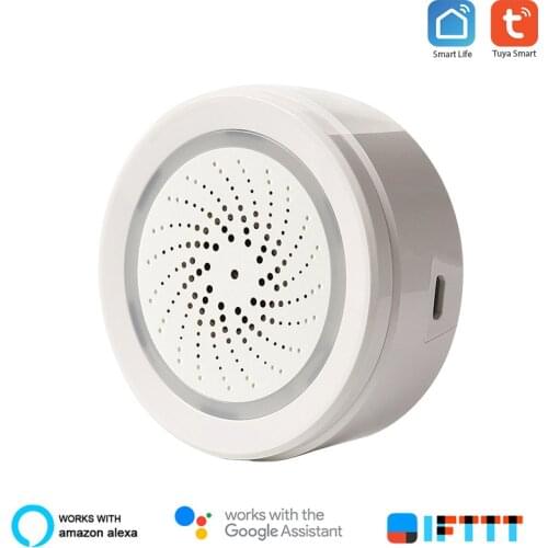 Temperature Humidity Alarm Sensor Wifi Siren Tuya Smart Life App Work with Echo Alexa Google Home IFTTT