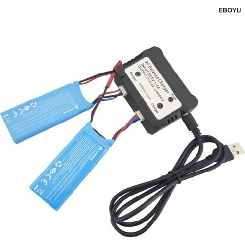 EBOYU 2pcs * 7.6V 750mAh Lipo Battery with 2-in-1 Balance Charger for Hubsan H216A RC Quadcopter Drone Lipo Battery