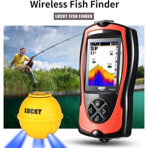 FF1108-1CWLA Sonar Fish Finder Echo Sounder Light Lure Sensor Deeper Fishfinder Sea Fishing Radar Equipment for Ice Fishing