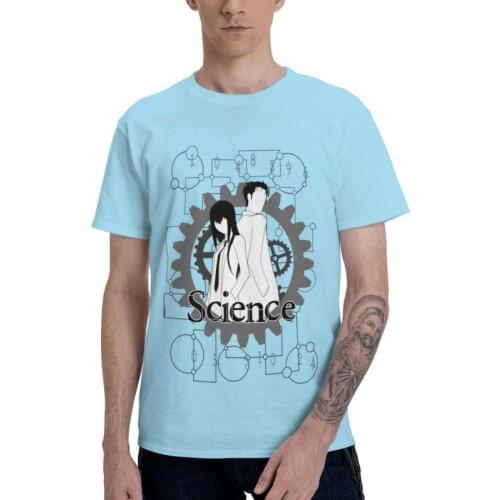 Time Steins Gate T Shirt Men 100% Cotton T-shirts Fashion Tshirt Short Sleeve Anime Okabe Mayuri Daru Shiina Rintaro Game Tee