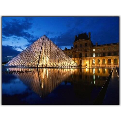 Louvre Pyramid Night View 5d DIY Diamond Painting Art Full Drill Square Crystal Mosaic Diamant Painting Embroidery Accessories
