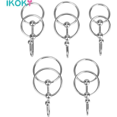 IKOKY Penis Ring Delayed Ejaculation Urethral Plug Erection Enhancer Male Masturbation Sex Toys For Men Stainless Steel