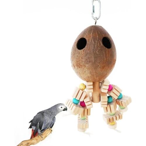 Creative Bird Toys With Wooden Beads Ball Parrots Cage Hanging Toy Pet Bird Parakeet Chew Biting Toys Birds Supplies Accessories
