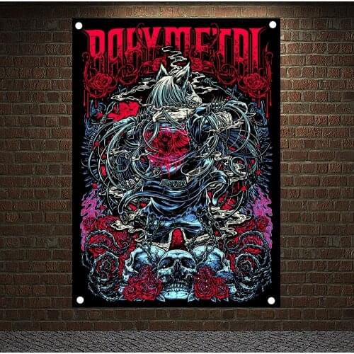 BABYMETAL Metal Music pop Band graffiti culture Scary Bloody Rock poster flag banner tapestry cloth Art Bar Cafe Home Decor Gift
