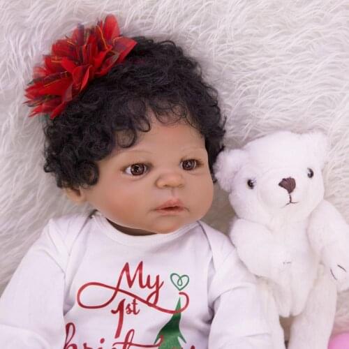 Sweet Lifelike bebe Reborn Soft full Real Silicone Reborn Baby Dolls Black African baby reborn toys Children gift