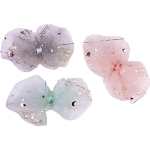 Pet Puppy cat cute bow hair clip scarf Teddy small dog Grooming Accessoires Sequined pearl bow