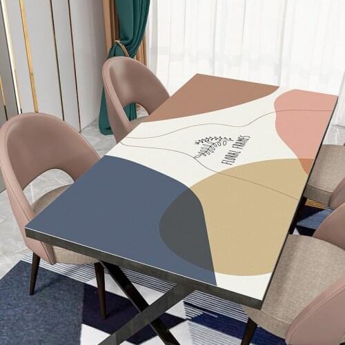 Morandi Water-proof Oil-proof Scald-proof Wash-free Leather PVC Table Cloth Modern Simple Rectangular Dining Table PU Table Mat