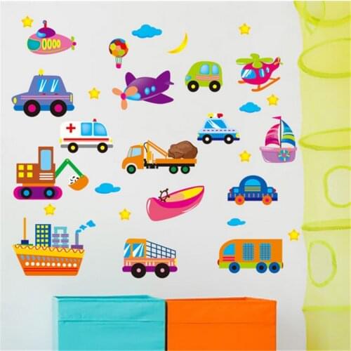 Cartoon Car Wall Stickers For Kids Room Boy Bedroom Home Decoration Mural Art Decals Boys Room Decor
