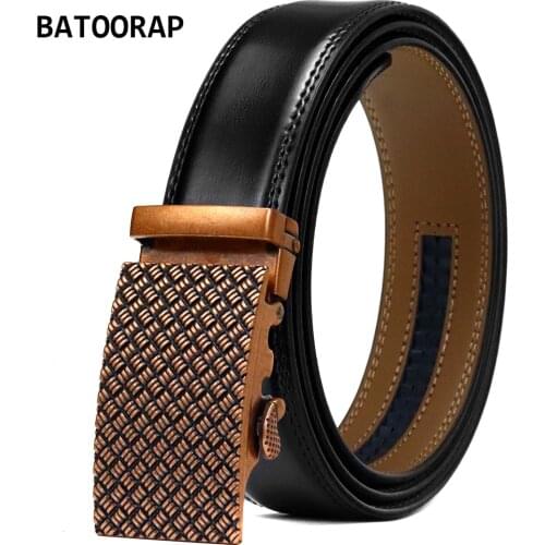 BATOORAP Brand New Black Leather Belts For Men Coppered Retro Alloy Buckle Male Fashion Accessories Cowhide Trouser Straps WLE13