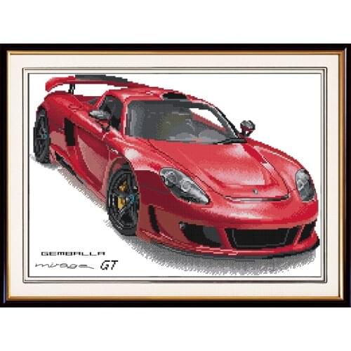 Red car cross stitch kit 14ct 11ct count print canvas stitching embroidery DIY handmade needlework