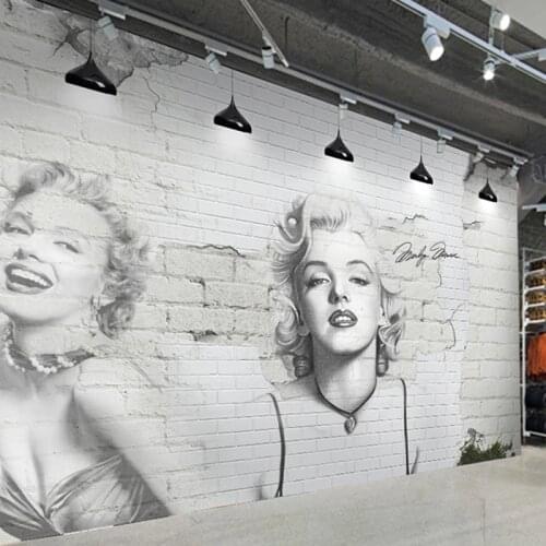 Bacaz Marilyn Monroe Figure Wallpaper Murals for Living Room 3d Bricks Wall paper Mural 3D Wall Photo Mural for Sofa Background