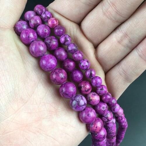 Natural Stone Matte Fuschia Maifan Jaspers Round Minerals Beads For Jewelry Making DIY Bracelet Accessories 15'' 6/8/10mm