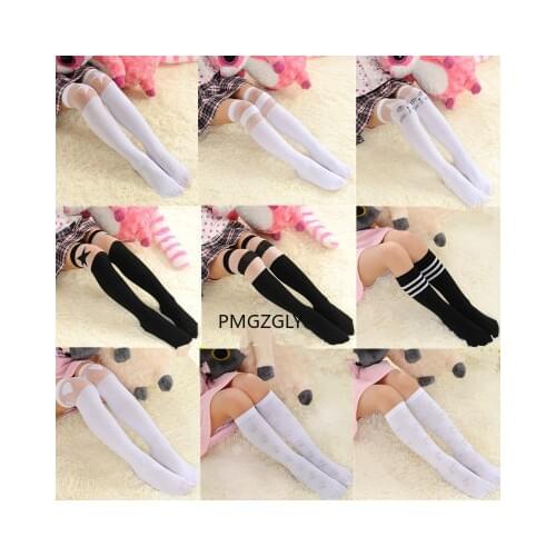 Girl Socks White school girl socks cotton knee high long socks cartoon star/heart/stripe design princess socks knee long socks