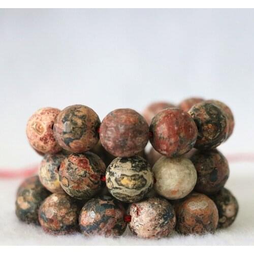 Newly red leopardskin 8mm 10mm new stone faceted round loose beads diy vintage jewelry making 15"B1093