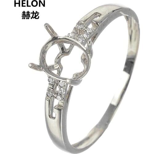 Solid 10k White Gold Natural Diamonds Engagement Wedding Ring 5x7mm Oval Cut Semi Mount Ring Rose Yellow Gold Optional