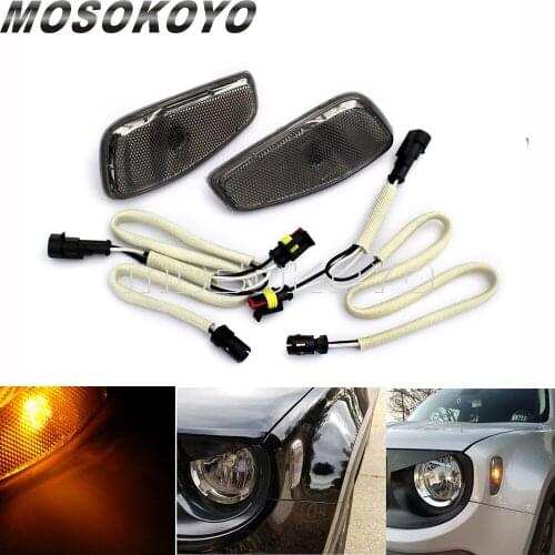 Pair Side Marker Turn Signals LED Warning Lights Cover For Jeep Renegade Models 2015-16 2017 Front Indicator Amber Flasher Lamp