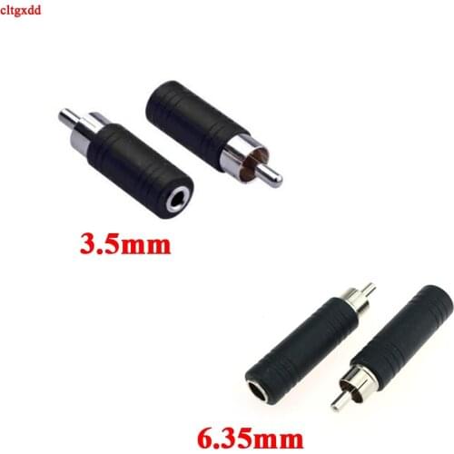 1Pcs RCA Male Plug to 6.35mm 3.5mm 3Pole Stereo Female Jack Adapter 6.35 3.5 Audio M/F Connector Black