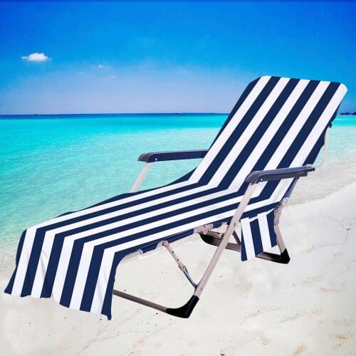 Microfiber Recliner Beach Towel Fashion Print stripped Sunbathing Sling Chair Cover with Pocket Lazy Lounger Chair Beach Towel