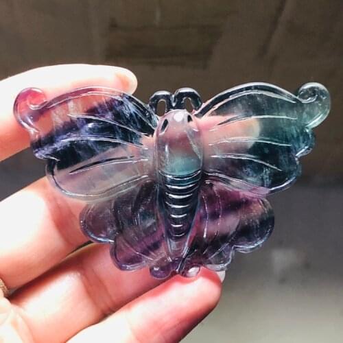 Natural Crystal Fluorite Butterfly Ornaments Quartz Mineral Home Decoration Stone Crafts