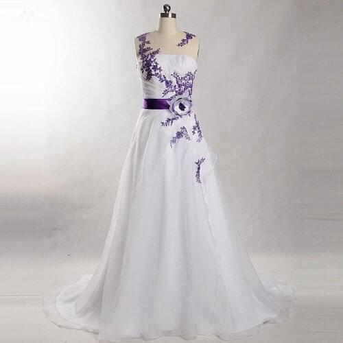 RSW868 Mother Girl Purple And White Organza Wedding Dress Vestido 2 Em 1
