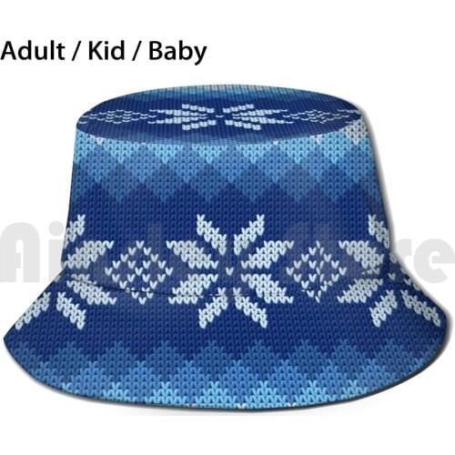 Pattern Norway Sweden Knitted Knitted Blue White Sun Hat Foldable UV Protection Template Pattern Norwegian Knitted Knit