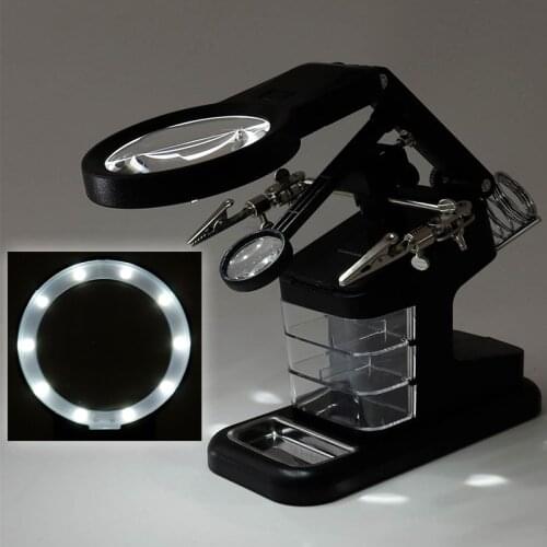 Welding Magnifying Glass LED Light 3X/4.5X/25X Lens Auxiliary Clip Loupe Desktop Magnifier Third Hand Solder Stand Repair Tool