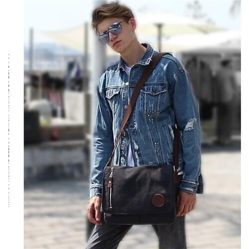 Vintage Canvas Briefcase Men Business office Crossbody bags Casual Cover Shoulder Bags Envelope male File work bag Retro 2021