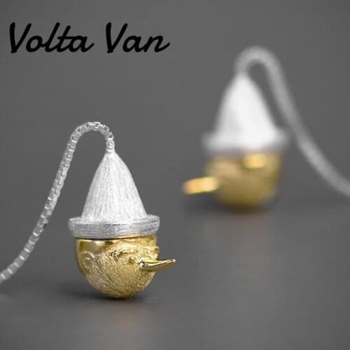 Volta Van 925 Sterling Silver Drop Earrings 2021 New Pendientes Plata Cute Puppet Creativity Design Concise Jewelry Earrings