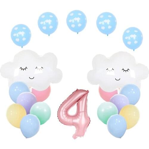 1 Set Smile Cloud Aluminum Foil Balloon Macaron Color Latex Globos Engagement Wedding Birthday Party Decorations Baby Shower