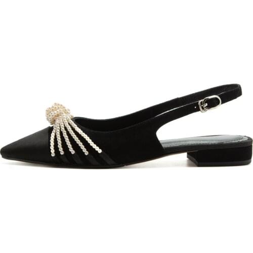 Women Sandals High Quality Sheep Suede Fabric Exquisite Beaded Decoration Pointed Toe Womens Shoes For Summer Autumn 2021