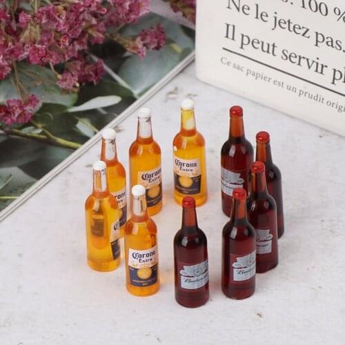 10Pcs Mini 1/12 Dollhouse Miniature Accessories Resin Bottle Simulation Wine Bottle Drink Model Toys