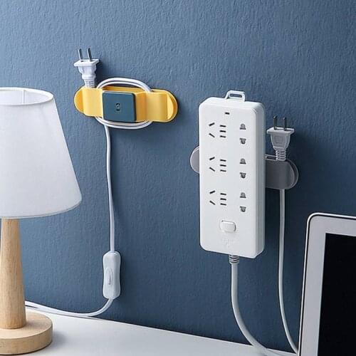 2Pcs/set Plug Cable Holder Clips Punch-Free Power Plug Hook Electrical Wire Plug Hooks Socket Holder Storage Hanger