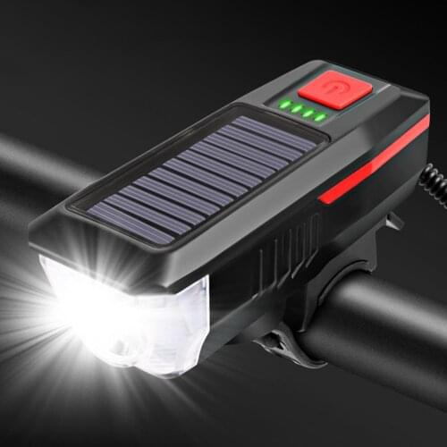 2000mAh T6 Bicycle Front Light USB Rechargeable 3 Modes Solar Light Horn Bike Headlight Cycling Lamp Electric Bike Flashlight