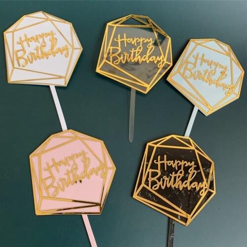 Irregular Shape Happy Birthday Acrylic Cake Topper Decoration Card Insert Cake Party Birthday Cake Decoration Baby Shower