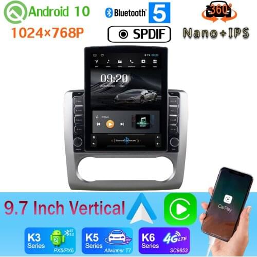 Android auto CarPlay 9.7" Vertical Tesla Android 10 Car Media Radio GPS PX6 4+64G For Ford Focus AT MT 2004-2011 DSP 360 Camera